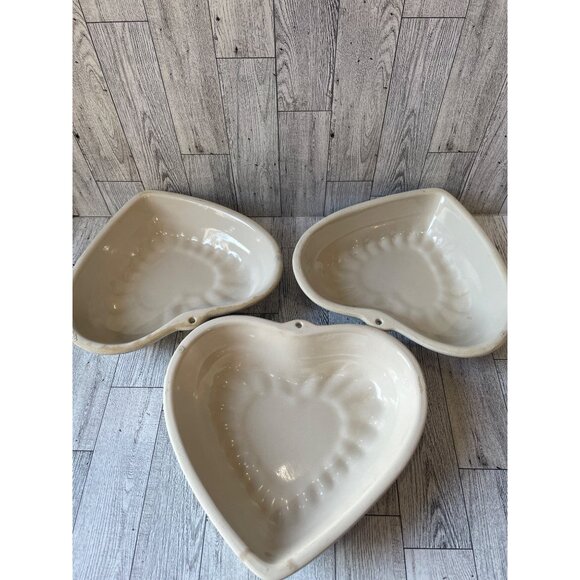 Spongeware Ceramic Heart Shaped Baking Dishes  Set of 3Country Core 90s - Picture 4 of 7